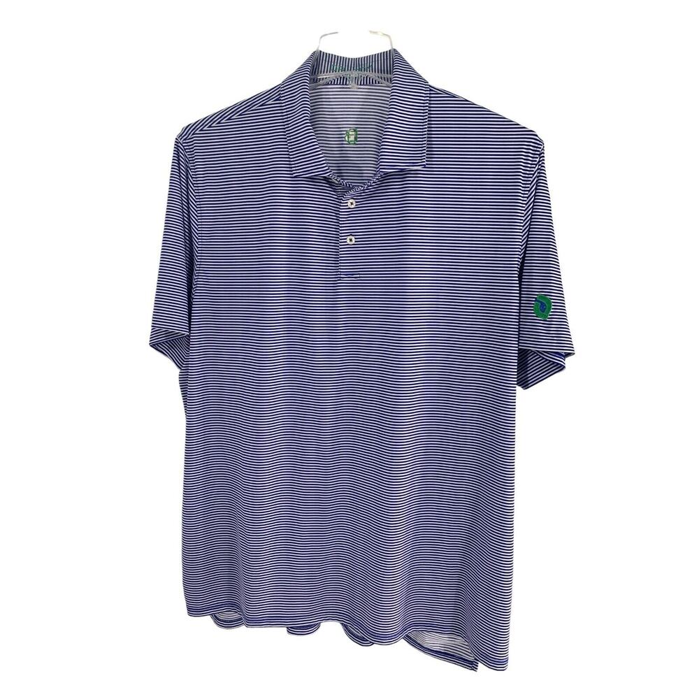 B Draddy Sport Golf Polo Shirt MADE USA Stretch Blue Striped Mens XXL